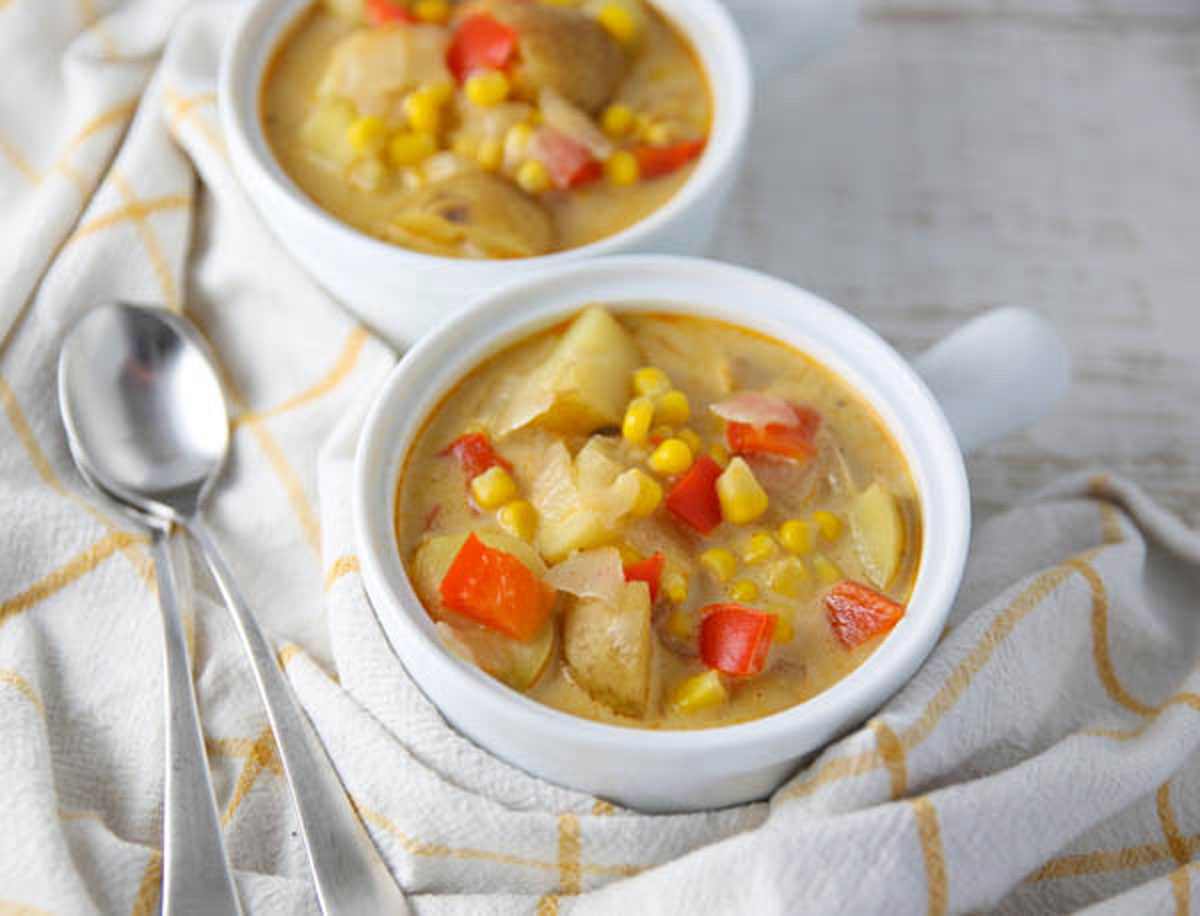 Potato Corn Chowder in 2 bowls